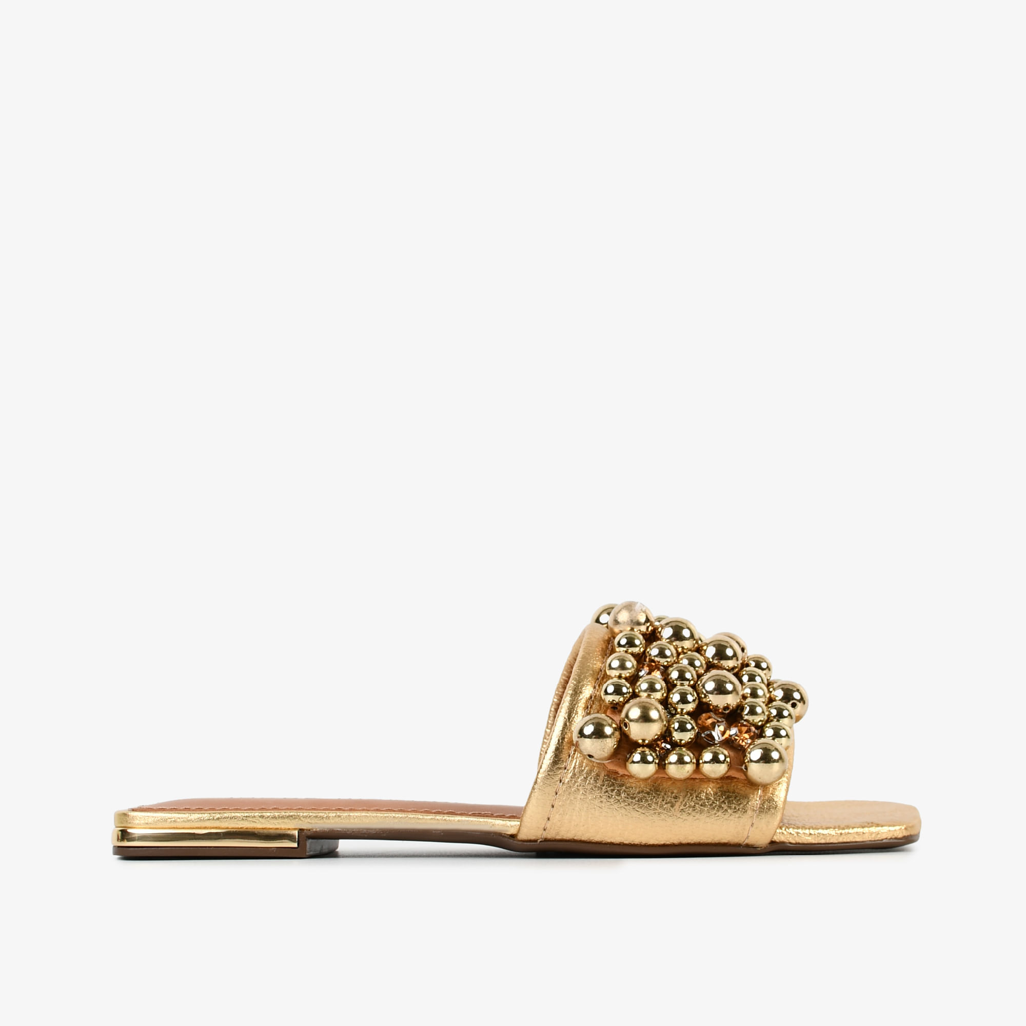 Chinelo Ouro Couro