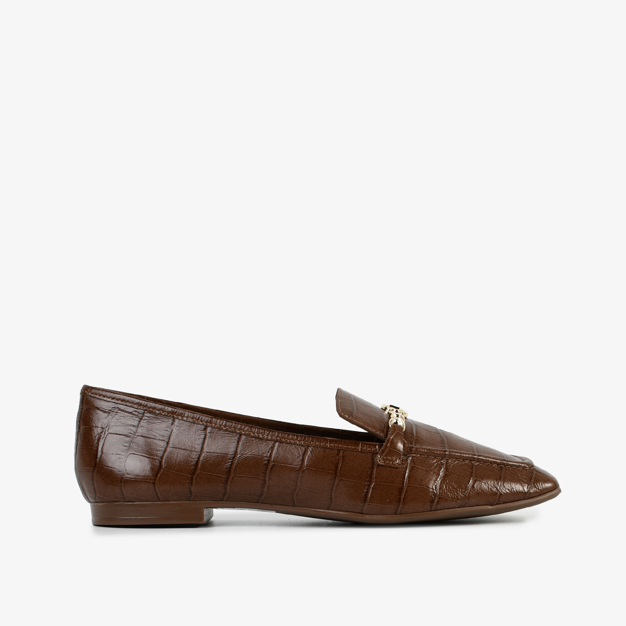 Loafer Marrom Chocolate Couro Croco