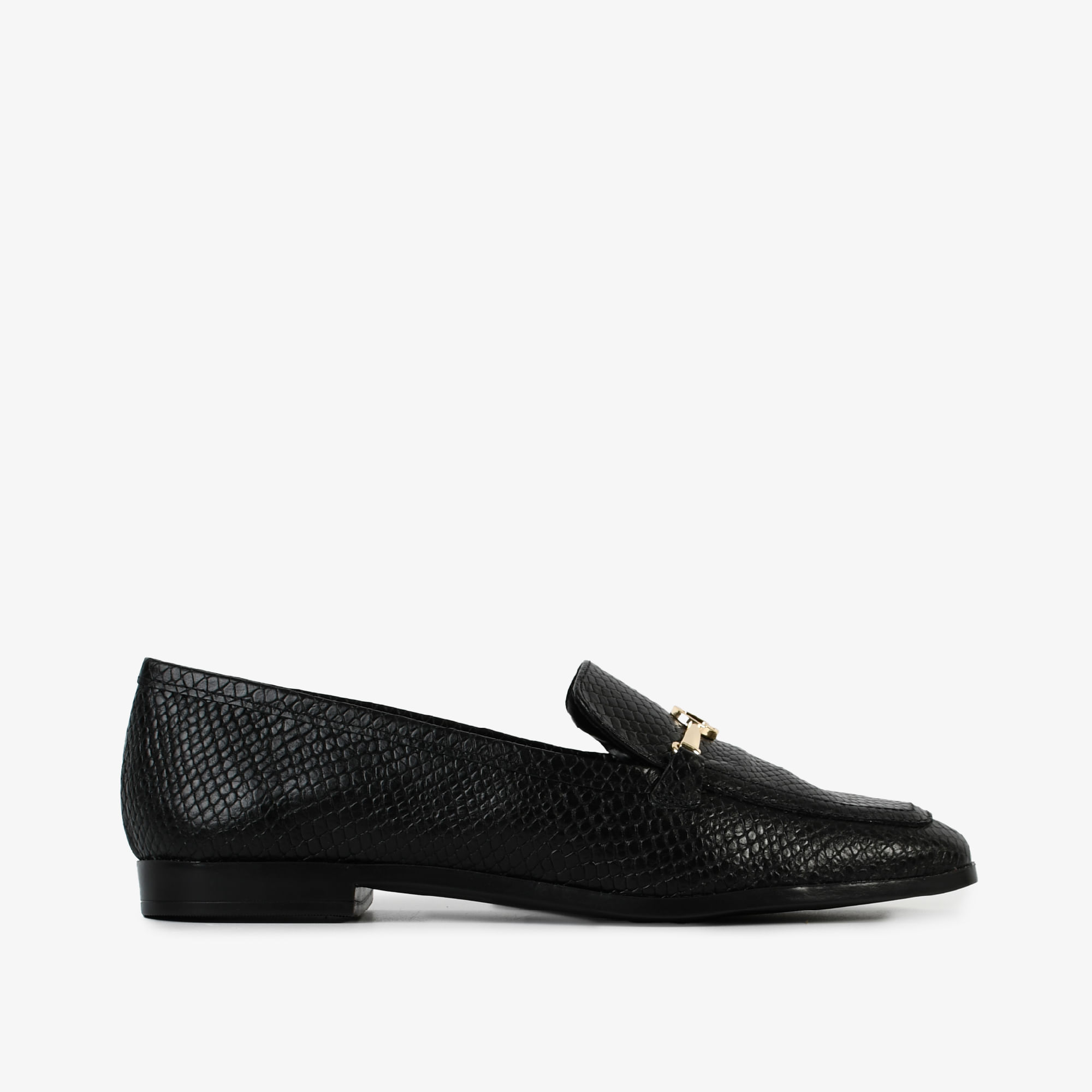 Loafer Preto Couro Snake