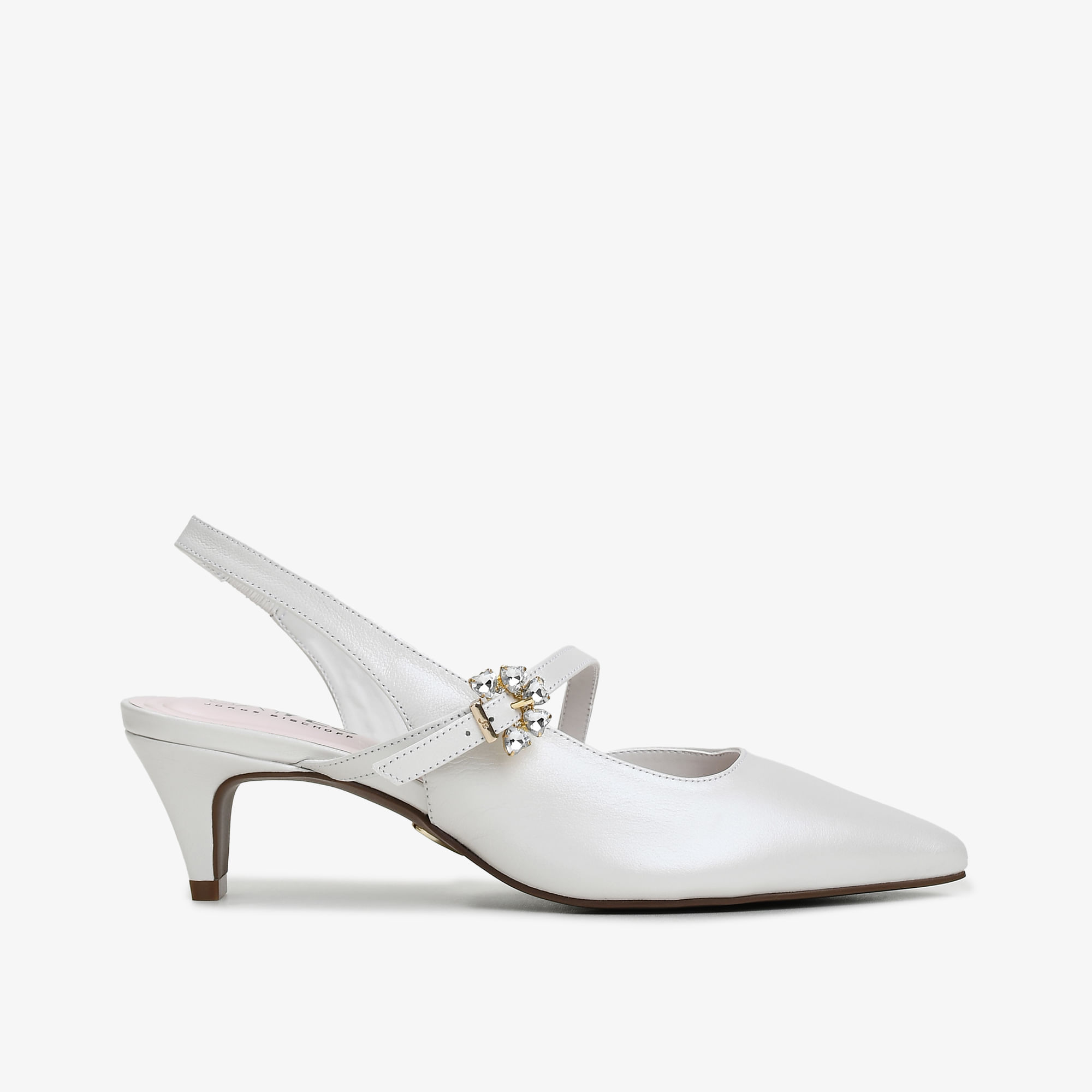 Slingback Branco Say Yes Couro Acetinado