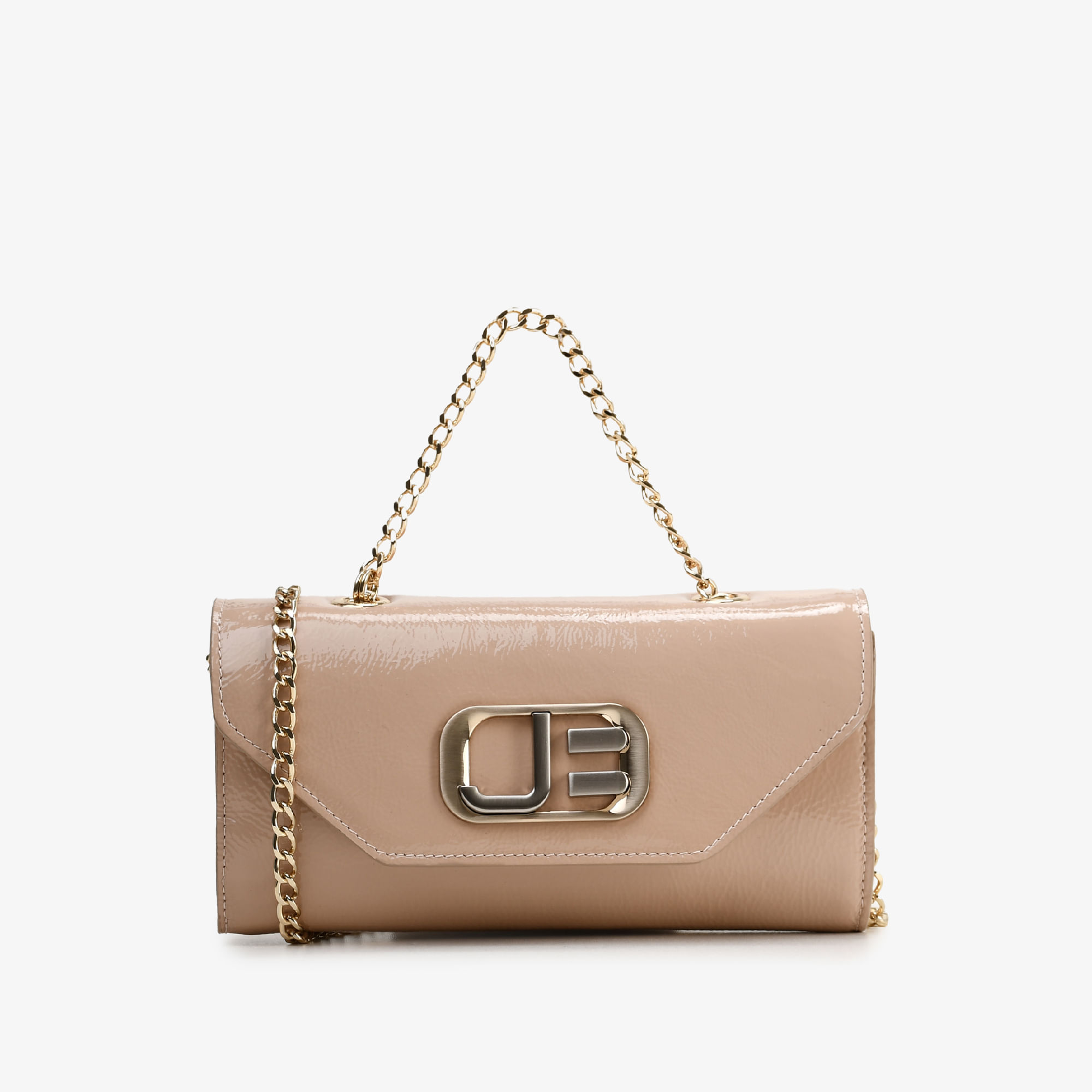 Bolsa Clutch Nude Areia Verniz
