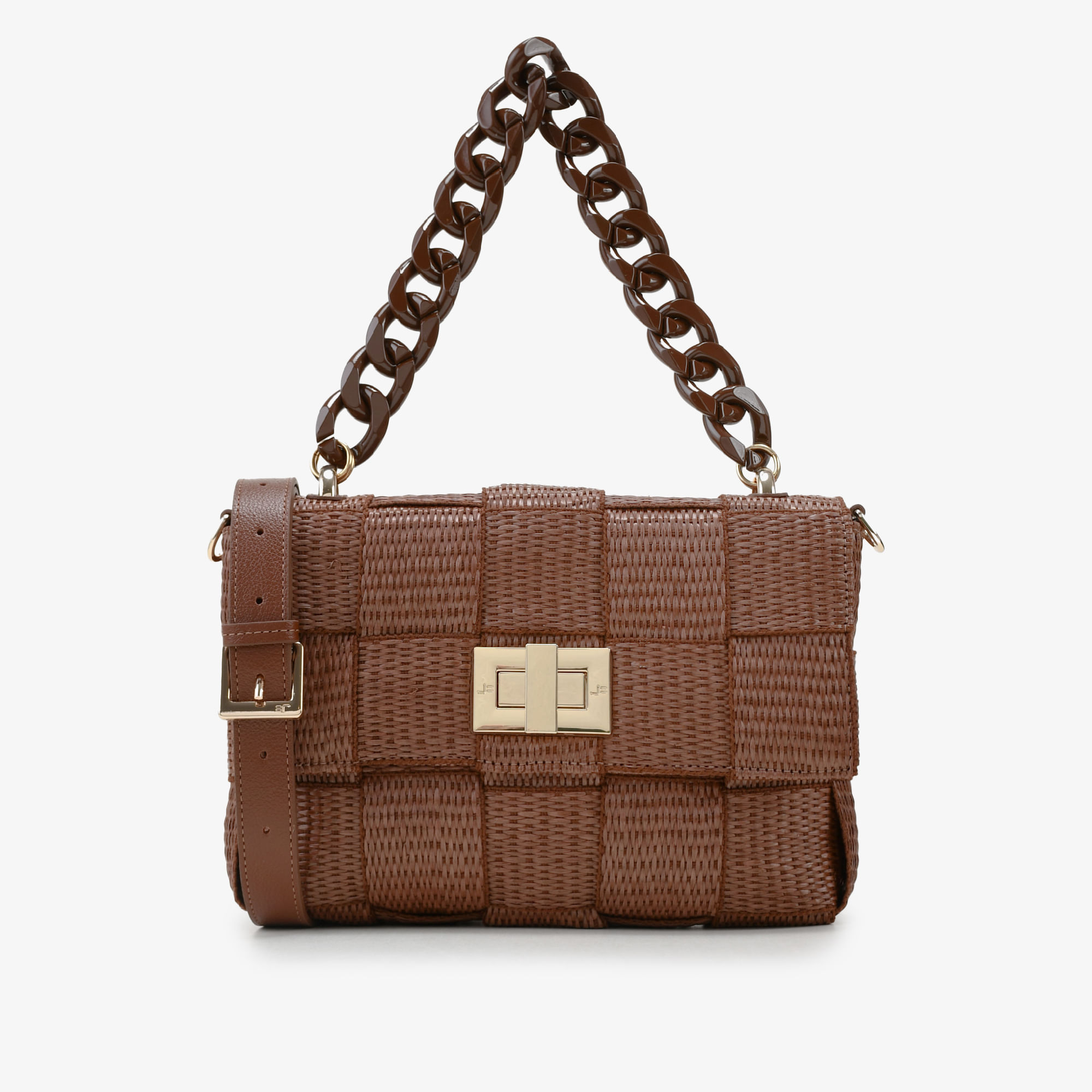 Bolsa Transversal Marrom Tabaco Ráfia