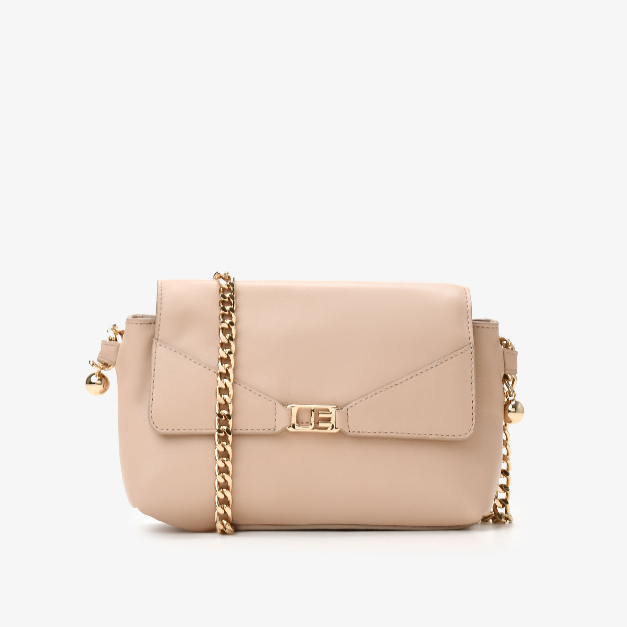 Bolsa Transversal Nude Areia Couro
