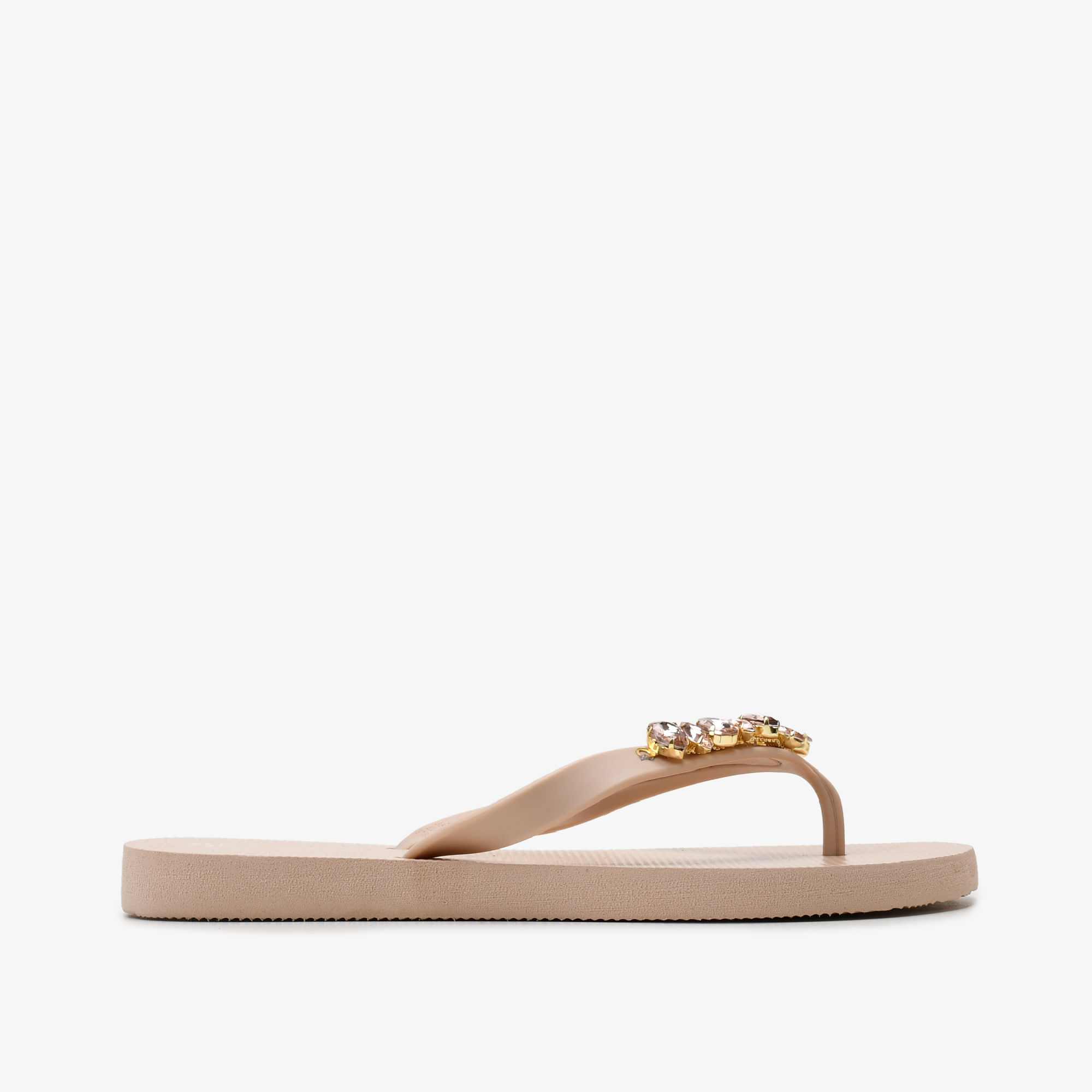 Chinelo Flat Nude Pedraria