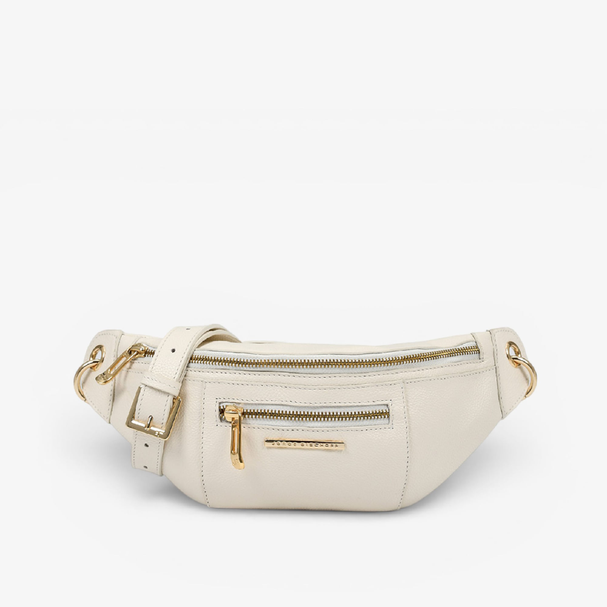 Bolsa Belt Bag Off White Algodão Couro