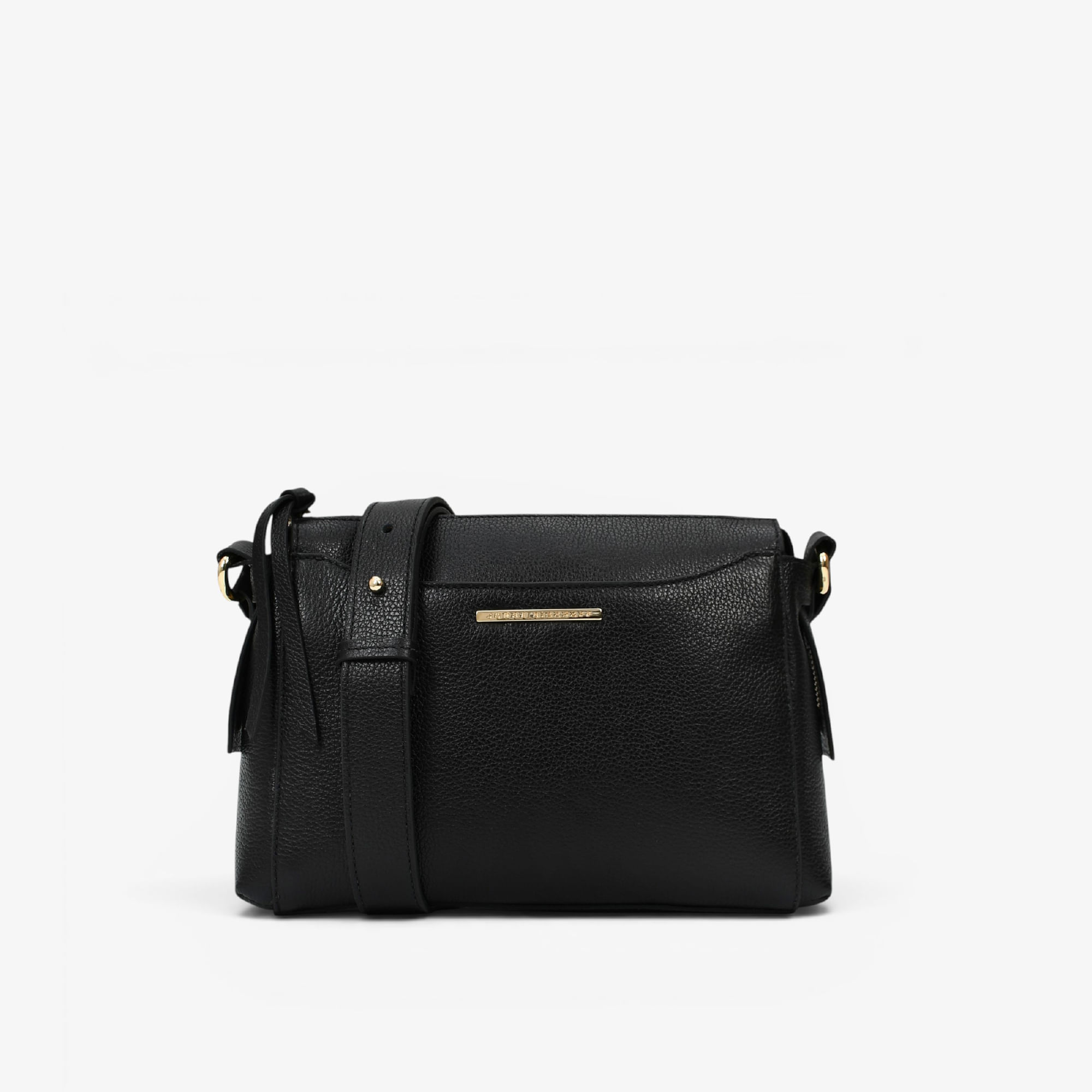 Bolsa Transversal Preto Couro
