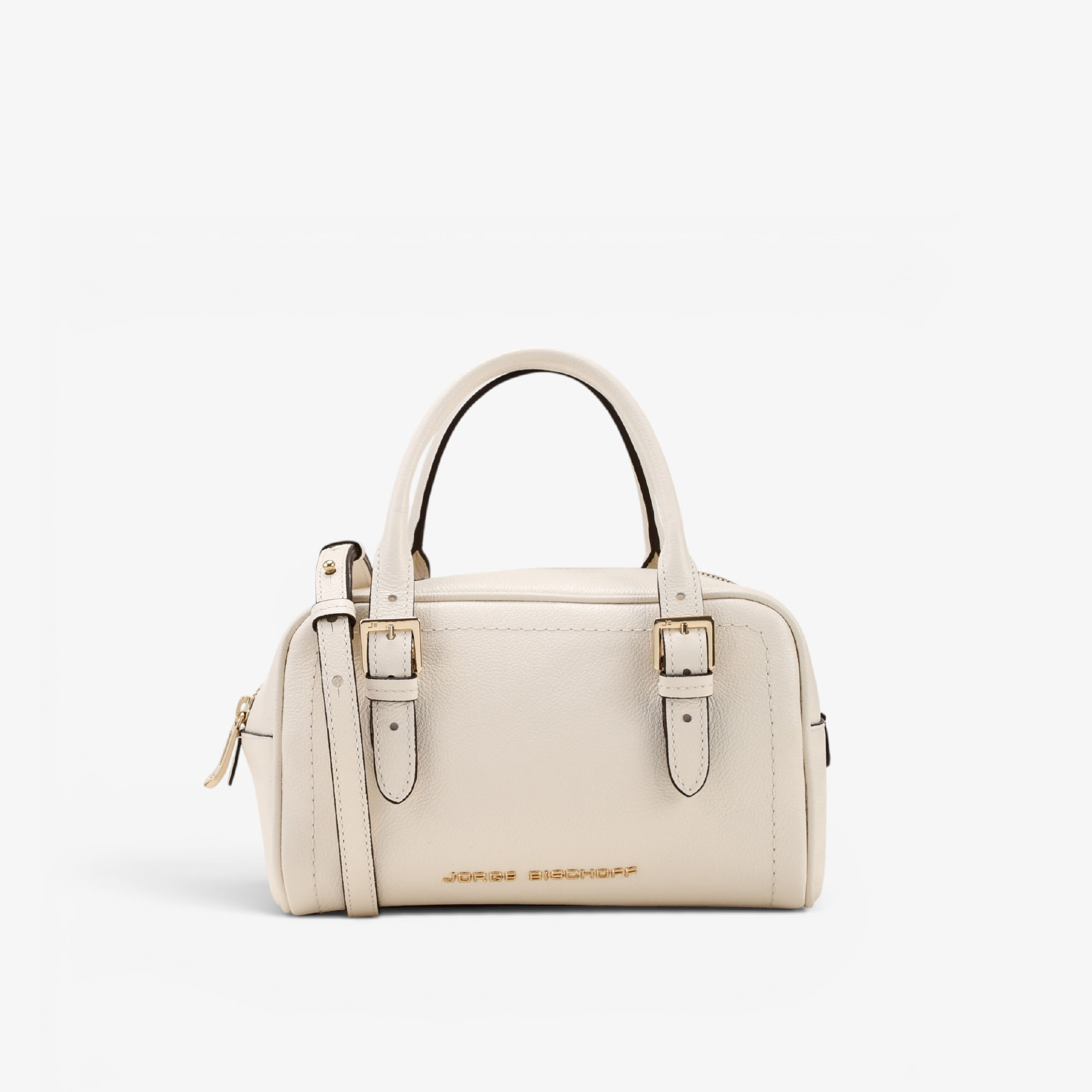 Bolsa Baú Off White Algodão Couro