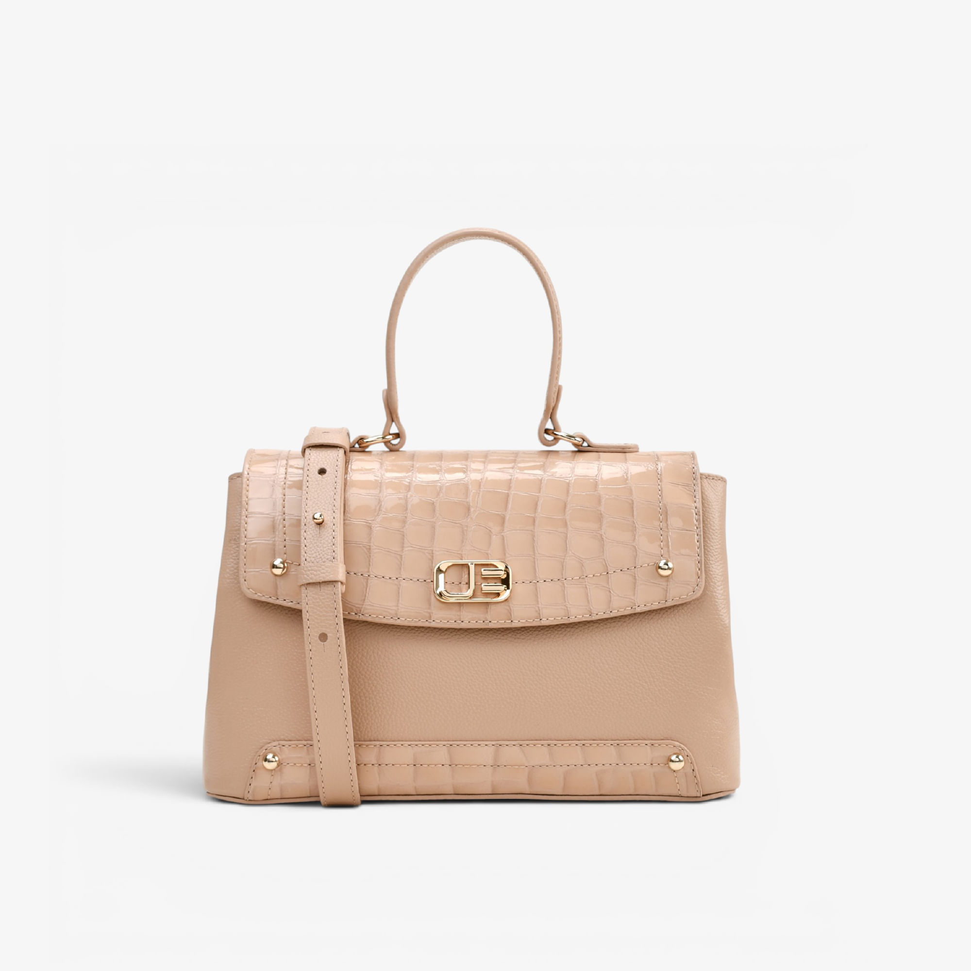 Bolsa Satchel Nude Areia Couro