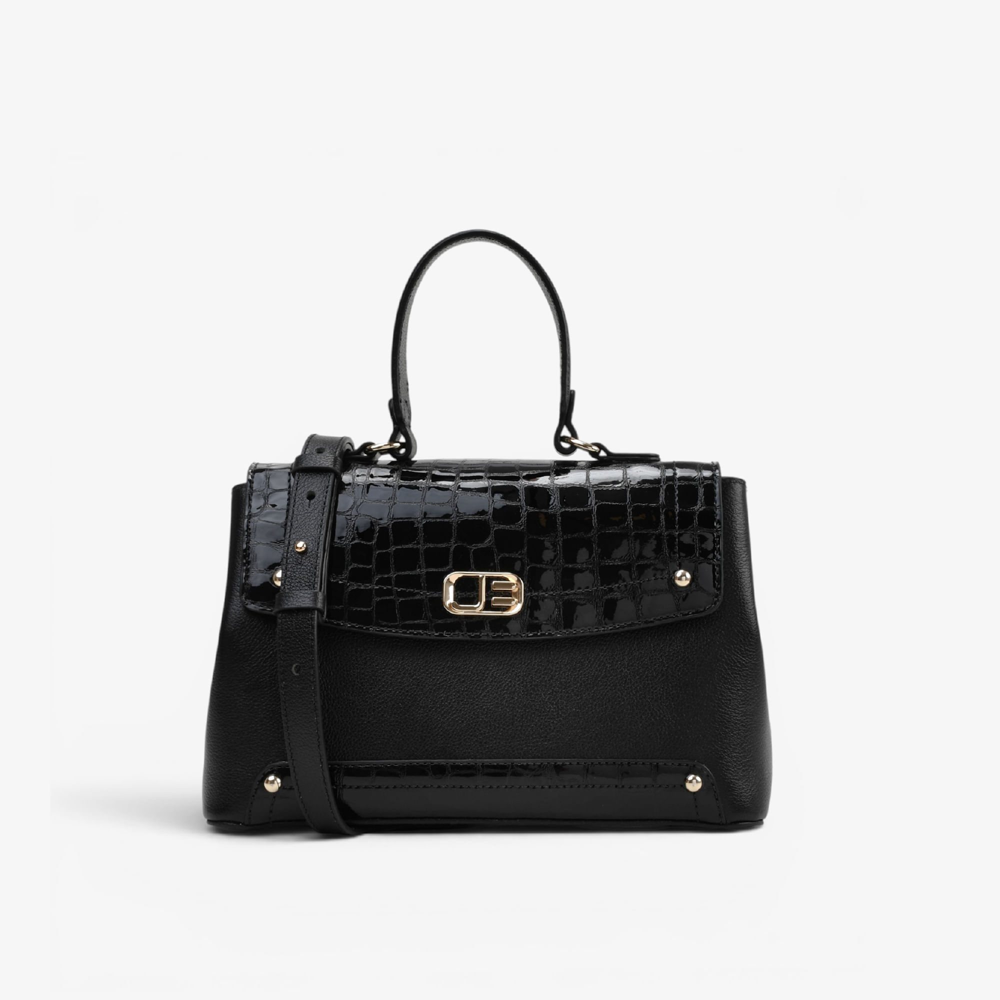 Bolsa Satchel Preto Couro