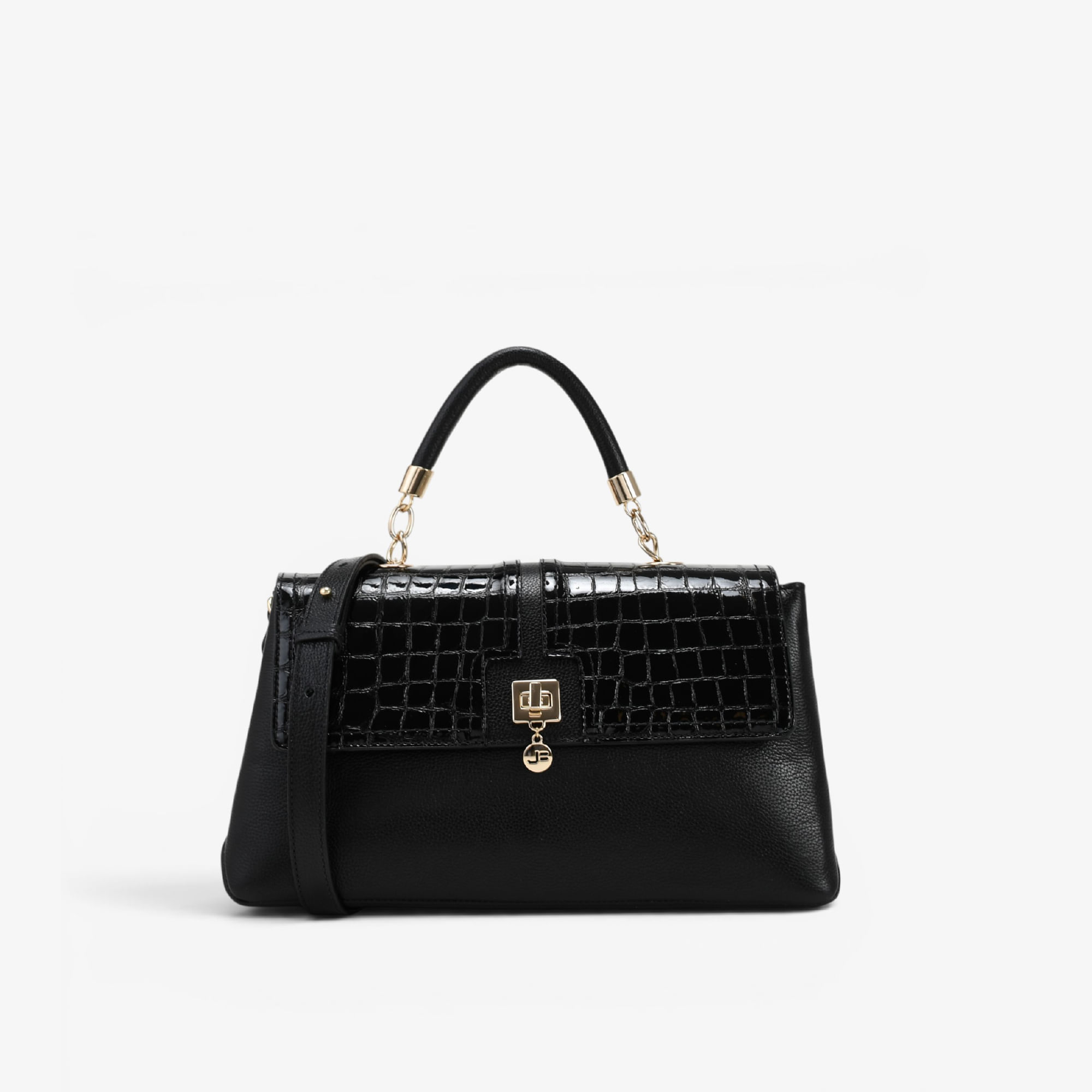 Bolsa Satchel Preto Couro