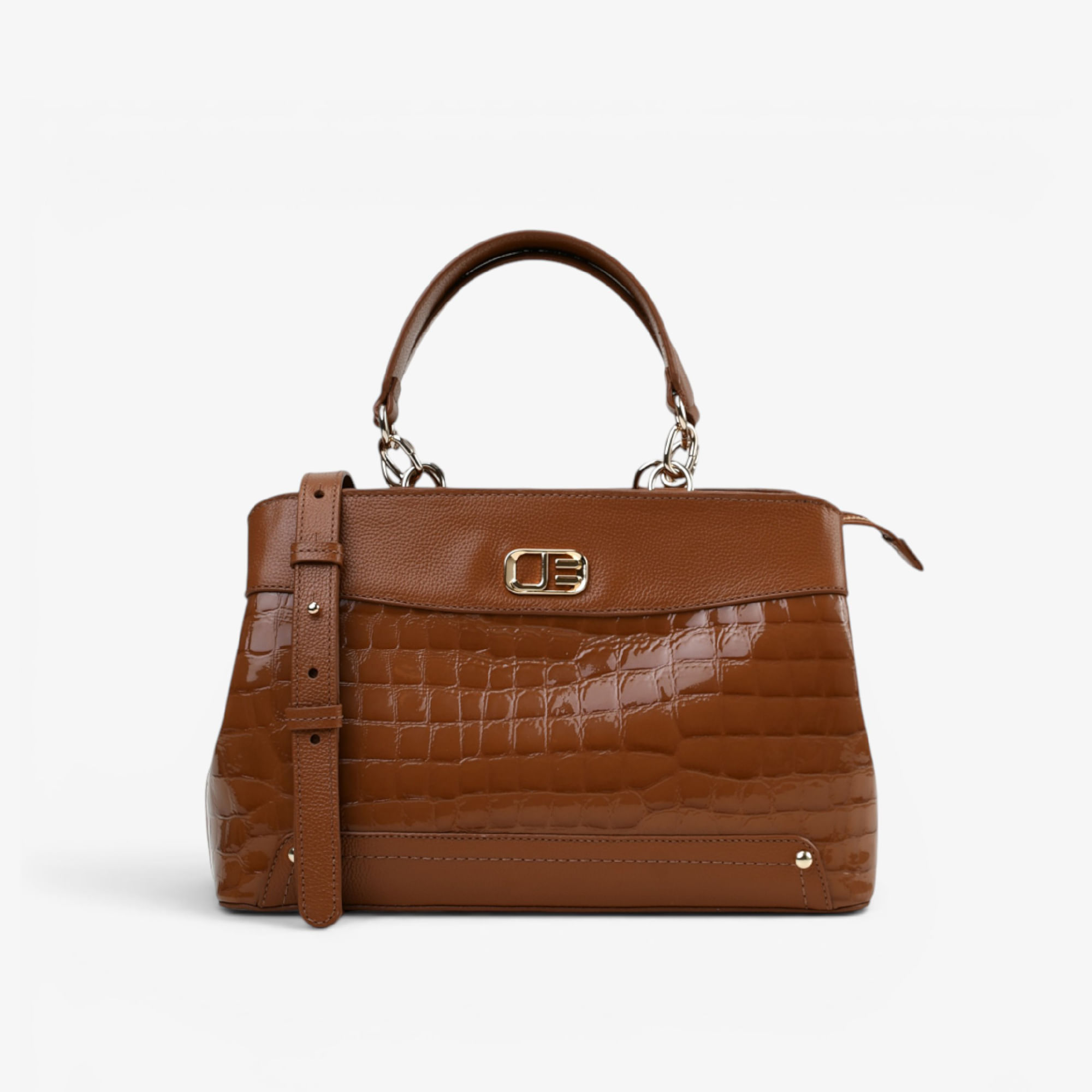 Bolsa Tote Caramelo Mascavo Couro Croco