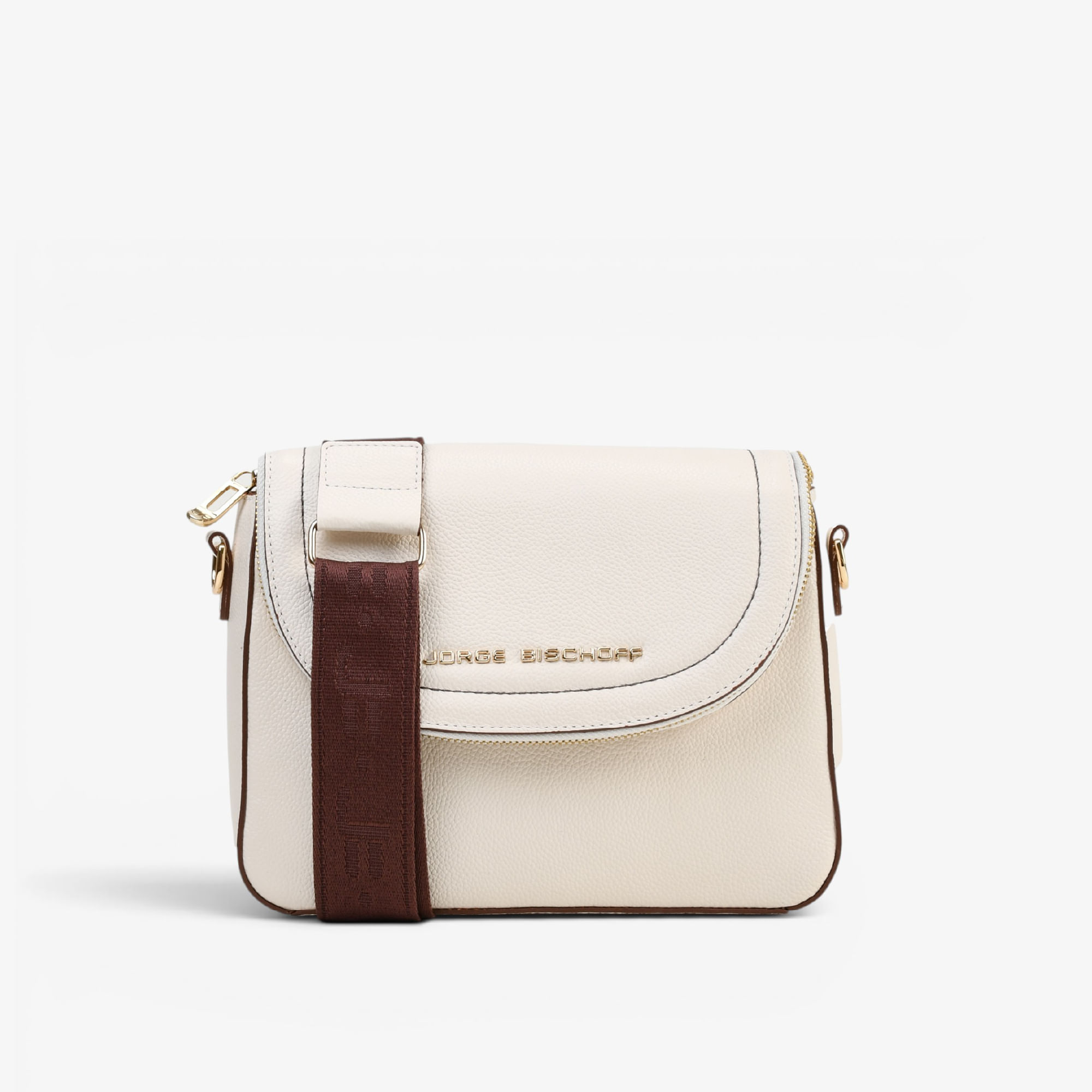 Bolsa Transversal Alça Gorgorão Off White Algodão Couro