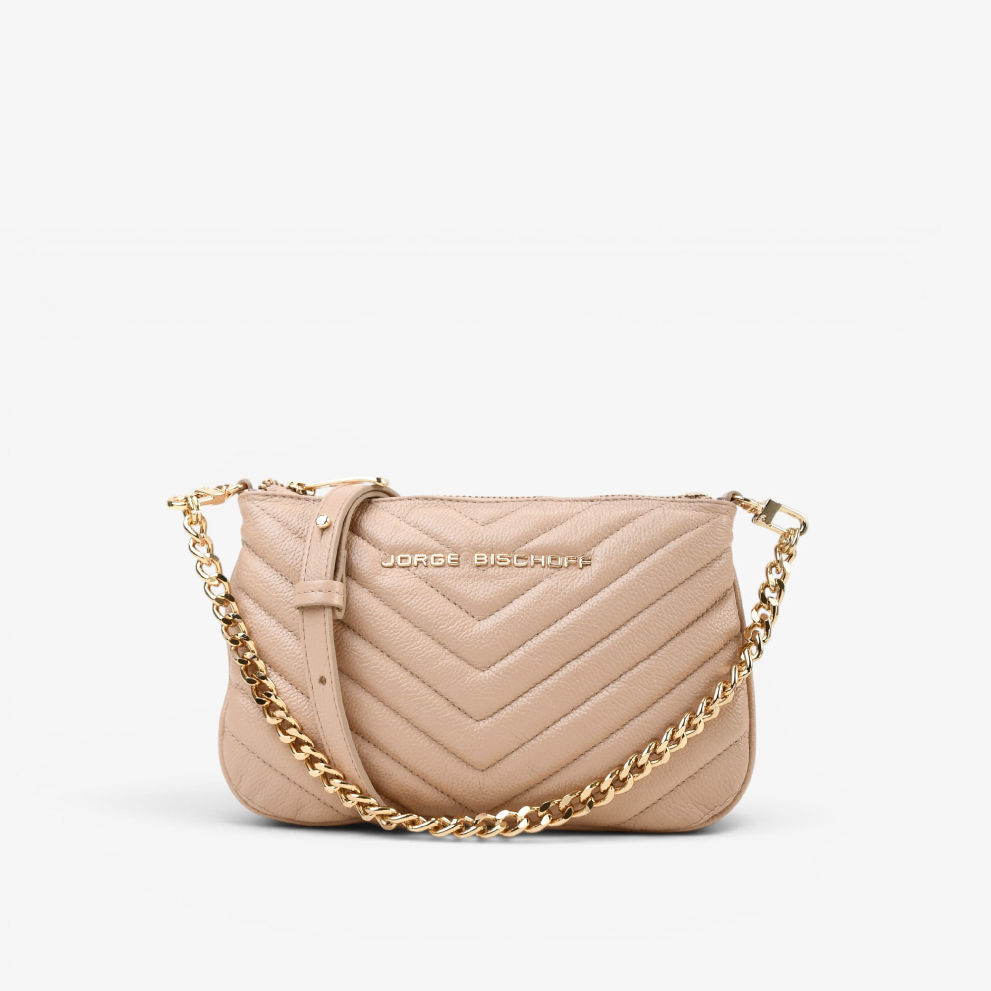 Bolsa Transversal Nude Areia Couro Matelassê