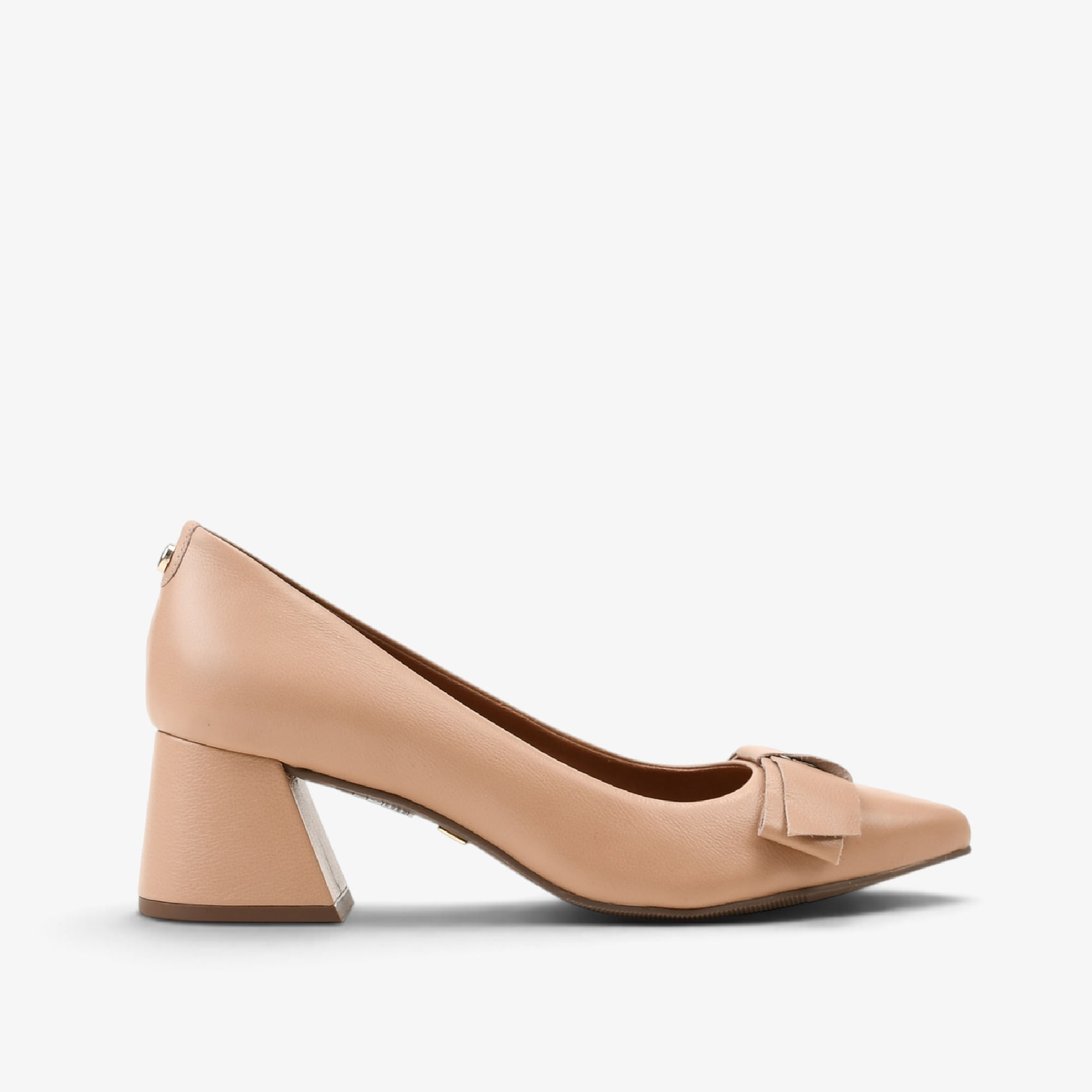 Scarpin Nude Carvalho Couro