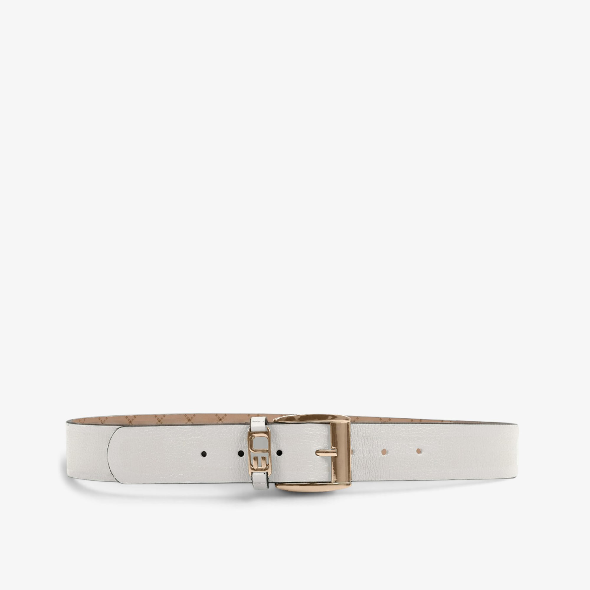 Cinto Off White Algodão Couro