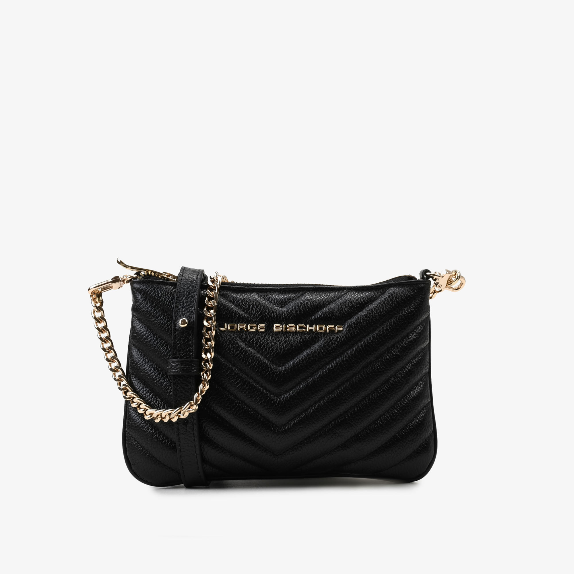 Bolsa Transversal Preto Couro Matelassê